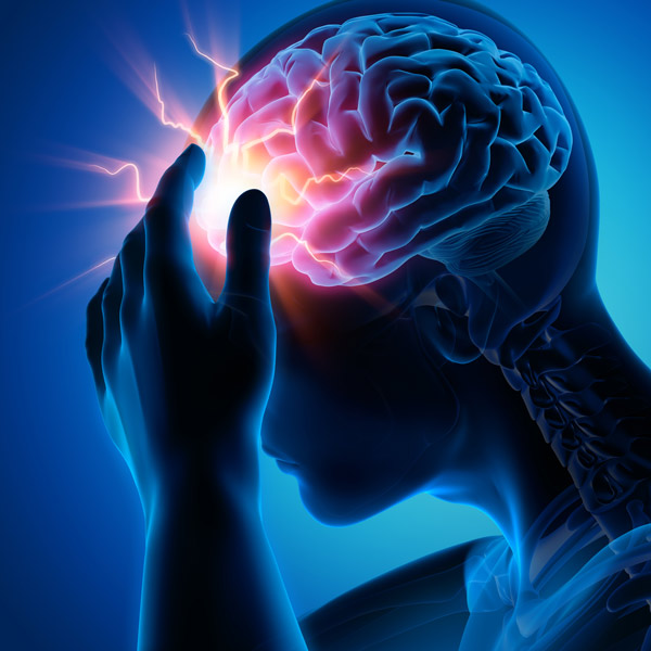 CGI of person holding injured head